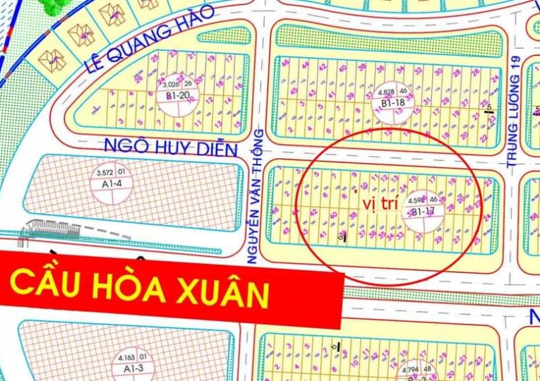 Bán đất đường Ngô Huy Diễn, Hòa Xuân, Cẩm Lệ, Đà Nẵng
